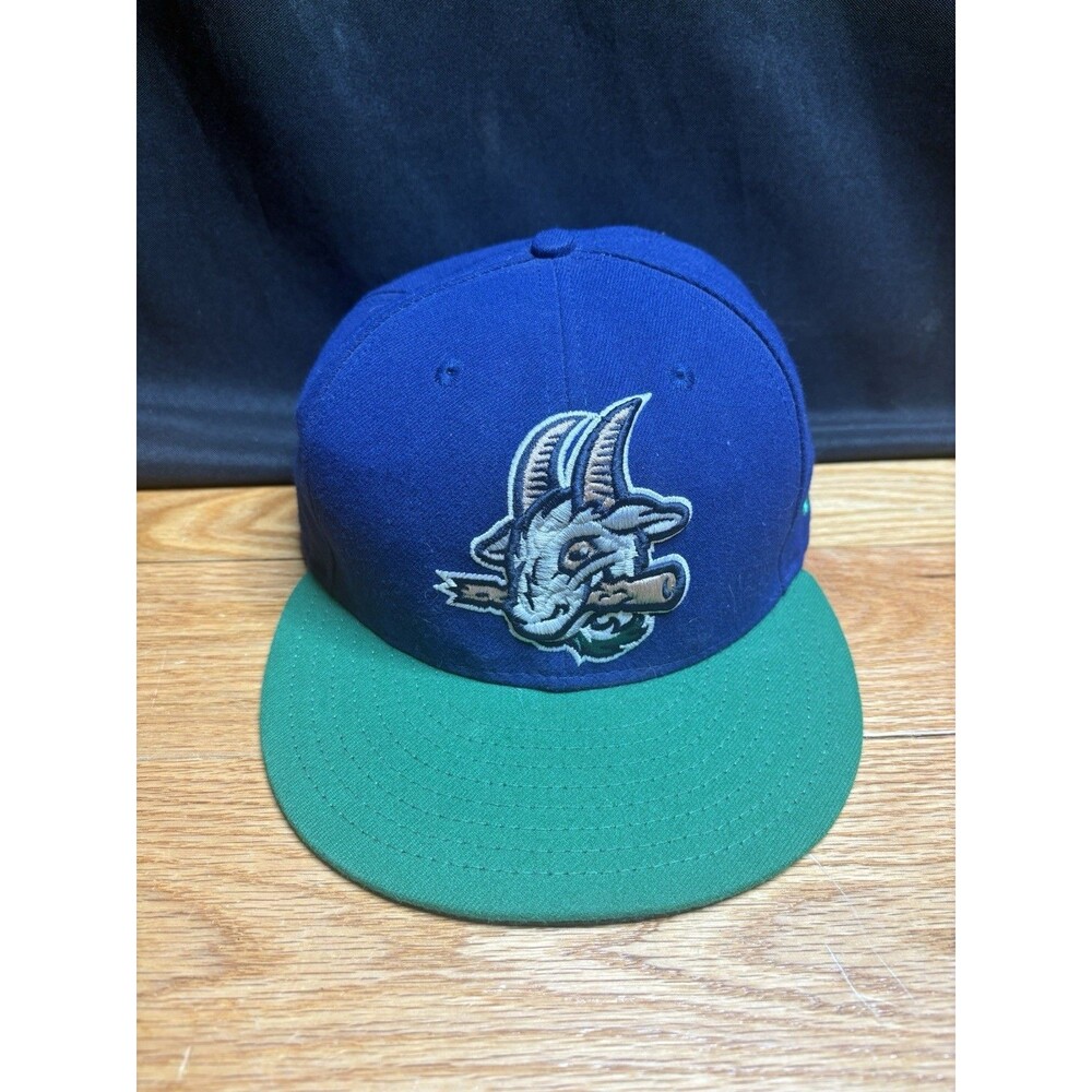 Blue w/Green Bill HARTFORD YARD GOATS Fitted 7 1/4 Hat New Era 5950 MiLB